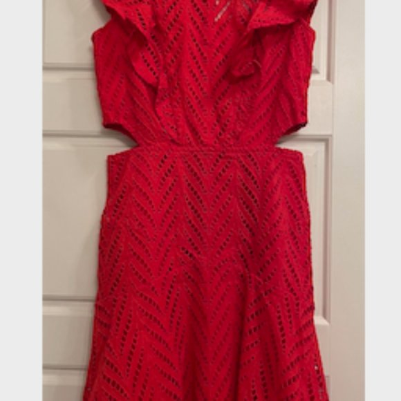 Bardot - Kira Crochet Ruffle Mini Dress | Lipstick Red | Size: US 4 / XS | NWT - Picture 12 of 12